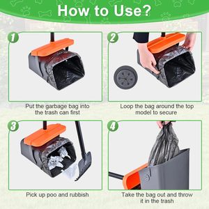 Köpek Pooper Scooper döner Bin & tırmık kiti köpek cker seçici büyük orta küçük köpekler için ayarlanabilir taşınabilir Pooper Scooper - Product Image 5