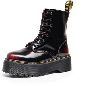 यूरोपीय अमेरिकी महिलाओं के लाल चेलसी जूते मोटे 8-छेद मोटरसाइकिल बूट साइड जिपर गाय चमड़े के मंच नीचे सर्दियों के वसंत वसंत - Product Image 4