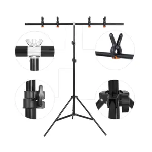 Kit de soporte de fondo portátil en forma de T, 1,5 m/5 pies de ancho, 2,1 m/6,9 pies de altura, soporte de fondo de foto ajustable, soporte Sy