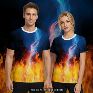 Men Plus Size Summer Knitted Collarless <b>Flame</b> Print Short Sleeve Sublimation Transfer Print Casual T-<b>Shirt</b> Custom Logo - Product Image 4
