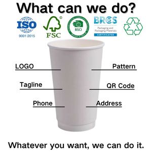 Vasos de Papel Desechables <span class=keywords><strong>para</strong></span> Café con Logotipo Personalizado de Xiamen, de 4oz a 24oz, Doble Pared con Tapa <span class=keywords><strong>para</strong></span> Cafetería, Restaurante, Bebidas <span class=keywords><strong>para</strong></span> Llevar - Product Image 6