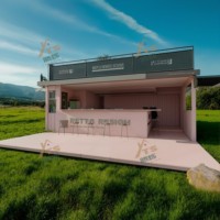 Kiosque à café en conteneur préfabriqué de 20FT/40FT pour bar et restaurant en plein air cuisine pour immeubles de bureaux écoles et gymnases