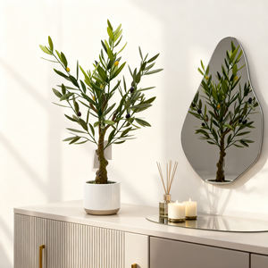 Arbre d'<span class=keywords><strong>olivier</strong></span> artificiel en plastique de décoration moderne haut de gamme avec un grand pot en céramique pour l'intérieur, l'affichage au sol, le salon, Noël - Product Image 5
