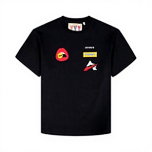 Premium Avirex Custom OEM Black Short Sleeve T-<b>Shirt</b> With Colorful <b>Patchwork</b> Print Regular Fit Casual Men's O-Neck Jersey Cotton - Product Image 1
