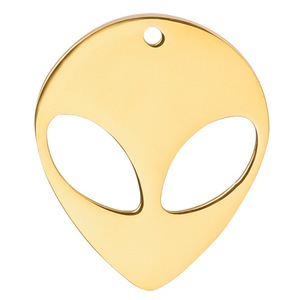 Colgante de Cabeza de Extraterrestre de Acero Inoxidable, Chapado en Oro Arcoíris, Amuleto OVNI para Fabricación de Joyas, Collares y Pendientes DIY - Product Image 5