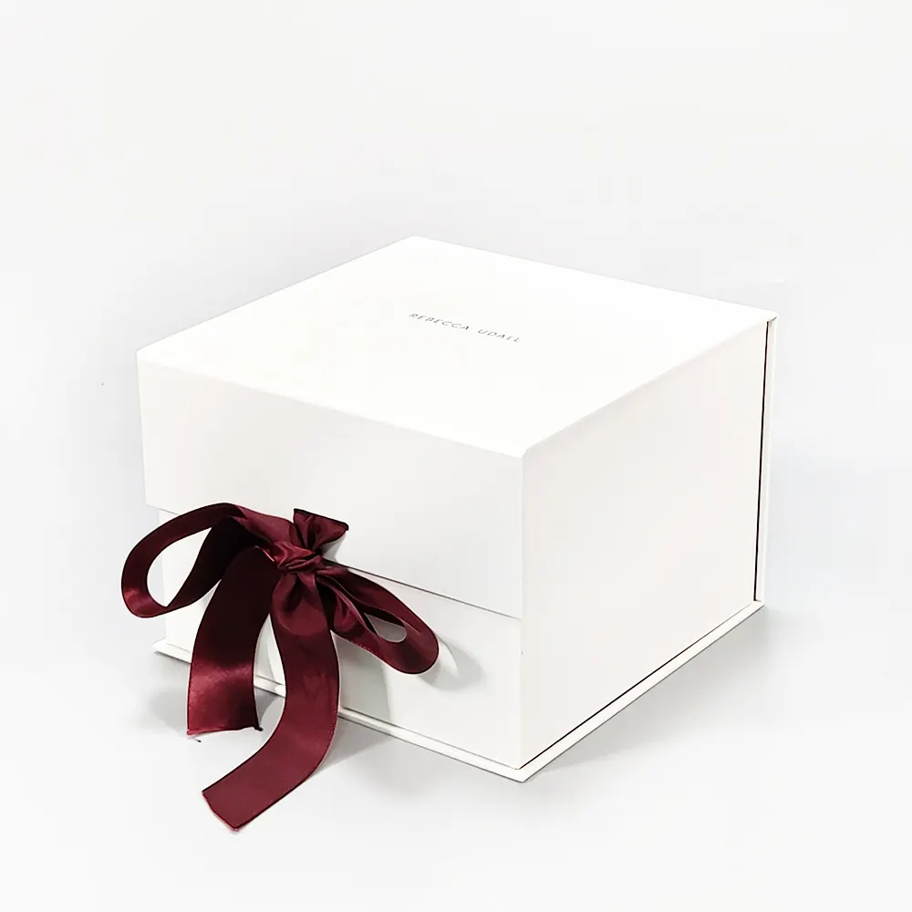 주문 로고 마분지 리본 초콜렛 Packagage 자석 Foldable 종이상자 포장을 가진 편평한 접히는 선물 상자