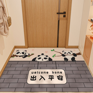 Alfombra de Entrada con Diseño de Panda de Dibujos Animados, Rectangular, de PVC Lavable, para la Puerta Principal del Hogar, con Estampado de Animales - Product Image 3