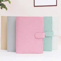 Organisateur de rangement portable de luxe en cuir Saffiano uni avec fermeture à boucle, couverture personnalisée pour agendas, anneaux dorés A5 A6