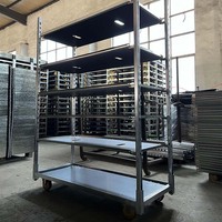 Chariot de rangement à roulettes en acier pour fleurs de pépinière danoise, à quatre roues, réglable et détachable, capacité 100 kg, pour outils