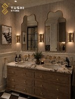 Meuble-lavabo de salle de bain YUSHI en marbre Calacatta Viola, design moderne et luxueux, armoire en bois massif sur mesure pour projets hôteliers et villas haut de gamme