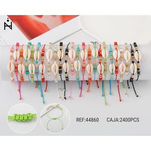 Bracciale in Conchiglia e Pietra PULSERA-TUBO Multicolore con Perline Regolabile Gioielli alla Moda 2400 Pezzi per Scatola - Product Image 1