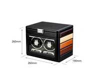 Boîte de rangement automatique pour montres avec moteur silencieux japonais, lumière LED, résistante aux chocs, design rectangulaire, intérieur en cuir