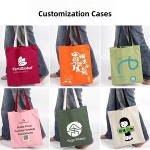 Bolsa de Lona 100% Algodón, Bolsa de Compras de Lona con Logotipo Personalizado, Bolsa de Lona Portátil para Compras, Publicidad, Regalo, DIY - Product Image 6