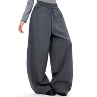 Pantalon de survêtement ample et personnalisé pour femme en molleton bouclette, taille élastique avec cordon de serrage, coupe oversize et incurvée, style décontracté, commande en gros