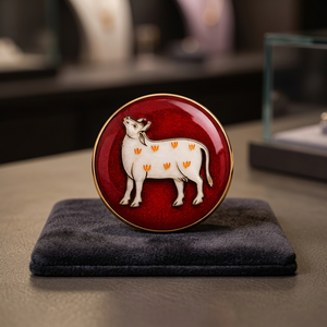 Boutons de luxe personnalisés en laiton avec émail rouge, motif vache indienne Pichwai, faits à la main, pour veste de costume Sherwani Bandh Gala pour homme, mariage et fête - Product Image 6