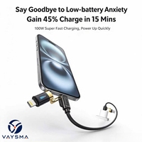 Câble de charge rapide rétractable 3-en-1 100W 1,2m avec 5 vitesses réglables, double entrée USB Type C pour téléphones portables, appareils photo et lecteurs de codes-barres