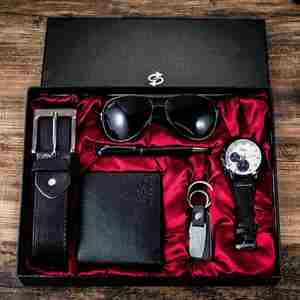 <b>Leather</b> Belt Purse Perfume Keychain Pen Rosary <b>Bracelet</b> Quartz Watch Customlogo Gift Set Valentine's Day Gifts for Boys - Product Image 3