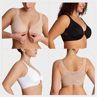 Soutien-gorge push-up à fermeture avant, avec armatures, bretelles réglables, uni, sans doublure, soutien dorsal, coupe plongeante 3/4, en Spandex/Nylon, vente en gros