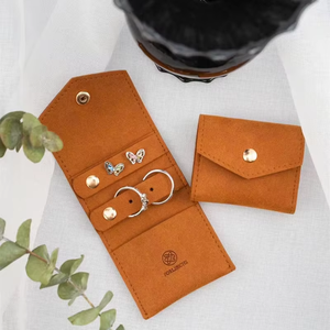 EQ Custom Microfiber Luxury Square Jewelry Pouch Lightweight Portable Gift Packaging 14*6cm Button <b>Travel</b> Organizer Roll Storage - Product Image 2