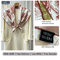 Foulard en soie de mûrier 100% sergé personnalisé pour le commerce transfrontalier, ourlet poli à la main, faible MOQ, OEM ODM, personnalisation d'image à guichet unique