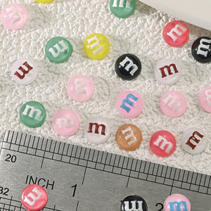 50G 8*8mm in resina di caramelle perline di cioccolato <span class=keywords><strong>M</strong></span> fagioli Cabochon Cabochon Nail Art charm miste decorazioni colorate per unghie - Product Image 4