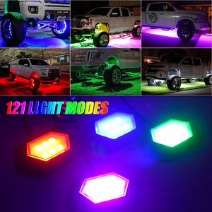 Accesorios para coche, iluminación ambiental de <span class=keywords><strong>2022</strong></span> Utv Atv, cubierta de luces Led, 4 Pods Rgbw, luces de roca para camiones y Jeep - Product Image 6
