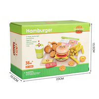 Ensemble de jeu de simulation de découpe de sandwichs et hamburgers en bois personnalisé pour enfants, jouet éducatif précoce pour jeu de rôle en cuisine, cadeau, boîte colorée
