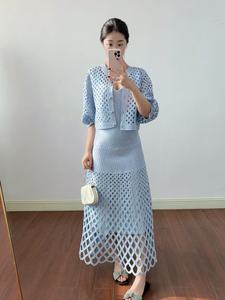 Conjunto <span class=keywords><strong>de</strong></span> Vestido <span class=keywords><strong>de</strong></span> Moda para Vacaciones, Elegante Abrigo <span class=keywords><strong>de</strong></span> Punto Calado con Vestido Halter, Conjunto <span class=keywords><strong>de</strong></span> Dos Piezas - Product Image 2