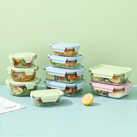 Lot de 3 boîtes hermétiques en verre pour la préparation des repas Boîte à lunch pour sandwich et fruits avec couvercle scellé pour la préparation des repas et le bureau