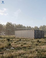 Maison préfabriquée en acier léger de style moderne, imperméable, avec terrasse en bois spacieuse, fenêtre panoramique du sol au plafond, luxe