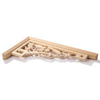 Motif floral d'angle sculpté en bois Dongyang de style chinois, sculpture en relief double face en pin scottish russe, motif floral moderne pour la décoration intérieure