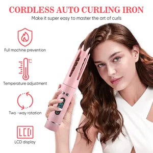 Mini Điện Xách Tay Không Dây Xoay Không Dây Uốn Sắt Xoắn Ốc Lọn Sóng Có Thể Sạc Lại Tóc Curler Tự Động