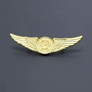 New Design Design Gold Metal Custom Logo Pin Wing Badge