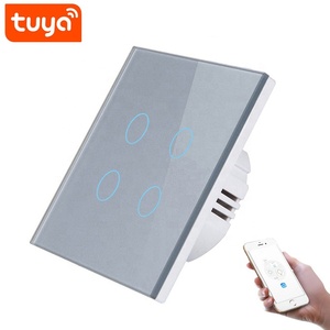 EU / UK tiêu chuẩn Tempered Glass Bảng điều chỉnh tuya cuộc sống thông minh Wifi tự động hóa nhà 4 gang chuyển đổi/Wifi Cảm ứng chuyển đổi với ổ cắm - Product Image 4