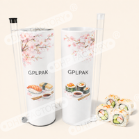 Tube en papier d'emballage pour sushis, écologique, de qualité alimentaire, imprimé sur mesure, avec distributeur de sauce soja, emballage en papier pour boîte