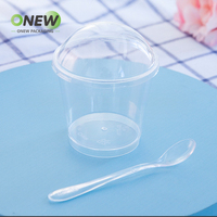 Tasse à mousse en plastique jetable de 5oz tasse à dessert en gelée de pouding PS avec cuillère à couvercle 150ml tasses à mousse PS à dessert avec couvercle et cuillère