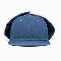 Gorro de mezclilla estilo trapper con orejeras plegables, forro de piel sintética, gorra Ushanka con visera plana, correa ajustable, estilo béisbol, cálido para invierno