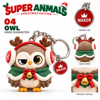 Porte-clés personnalisés en PVC 3D avec personnage de dessin animé, porte-clés de Noël ODM pour boîte mystère
