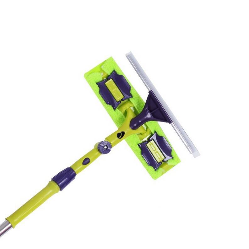 2 в 1 двухсторонний Телескопический пластиковый скребок для мытья окон с длинной ручкой