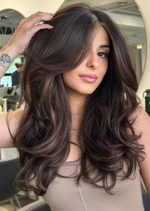 Topper en cheveux Remy européens bruns avec fines mèches blondes, dentelle HD fine, dos tissé fermé, pour femmes souffrant de perte de cheveux - Product Image 2