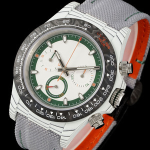 Montre-bracelet chronographe Dynamic NTPT en carbone blanc avec cadran vert British Racing, montre classique pour homme - Product Image 2