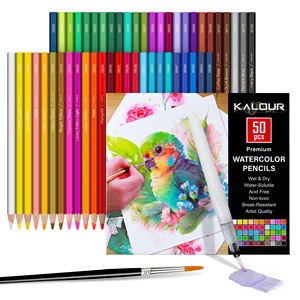 KALOUR marque Offre Spéciale couleurs vives de haute qualité noyau souple <span class=keywords><strong>prix</strong></span> bon marché 50pcs crayons <span class=keywords><strong>aquarelle</strong></span> dans une boîte en papier pour artistes - Product Image 1