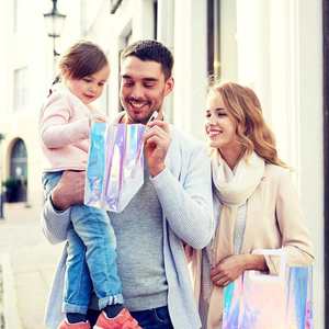 Bolsas de Regalo de PVC Transparentes Reutilizables Personalizadas, Bolsas de Compras Impermeables, Bolsas de Regalo Holográficas Grandes para Bodas - Product Image 5