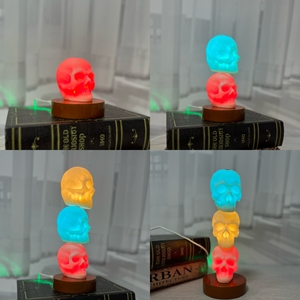 Houten Basis Stackglow Schedels Lamp Diy Stapelbaar Hars Schedels Licht | Omgevings Nachtlamp Voor Halloween & Art Decor - Product Image 1