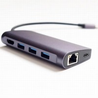 Hub USB-C 11 en 1 para Macbook, HDMI 4K, Interfaces USB 3.0/2.0, RJ45 100Mbps/1000Mbps, SD, Carga y Datos, Aleación de Aluminio