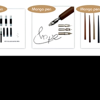 Ensemble de stylos à plume vintage en bois massif HY, pointe en acier inoxydable de 0,5 mm pour la calligraphie, le manga, le dessin, l'art des étudiants