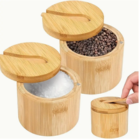 Pot à épices écologique en bambou avec cuillère, compatible lave-vaisselle, boîte de rangement pour herbes et épices
