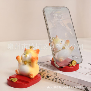 Mini soporte para teléfono con forma de gato, decoración de escritorio de resina, amuleto de la suerte portátil para oficina, hogar, entrada - Product Image 3