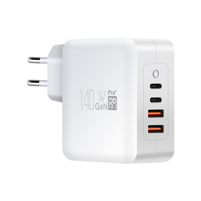 Eu Plug Version Gallium Nitride Charger 140w in Es 140watt 4-port USB-C USB-A PD3.1 QC3.0 PPS GaN Fast Phone Laptop Chargers