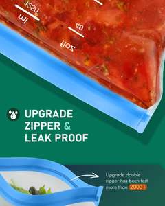Sacs de conservation alimentaire à fermeture éclair thermoscellable à 3 côtés, étanches et refermables, en plastique, pour usage domestique - Product Image 6
